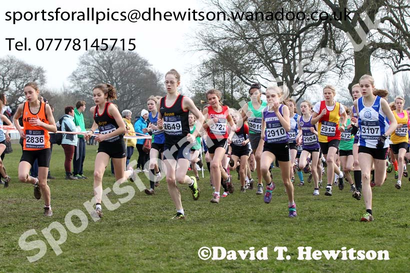 Start of the of the under-13 girls Inter Counties Cross Country, Cofton Park, Birmingham. Photo: David T. Hewitson/Sports for All Pics